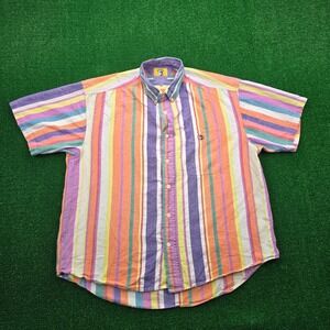 Duck Head Shirt Mens Large/XL Multicolor Striped Button Up Vintage Casual